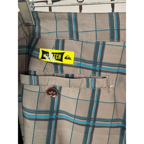 Quiksilver Amphibian Plaid Mens Shorts Size 28 - Blue & Gray Polyester/Spandex - Picture 8 of 16